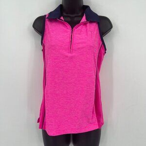 Peter Millar Women's Golf Polo Shirt Size S Pink Sleeveless Zip up‎ Neck